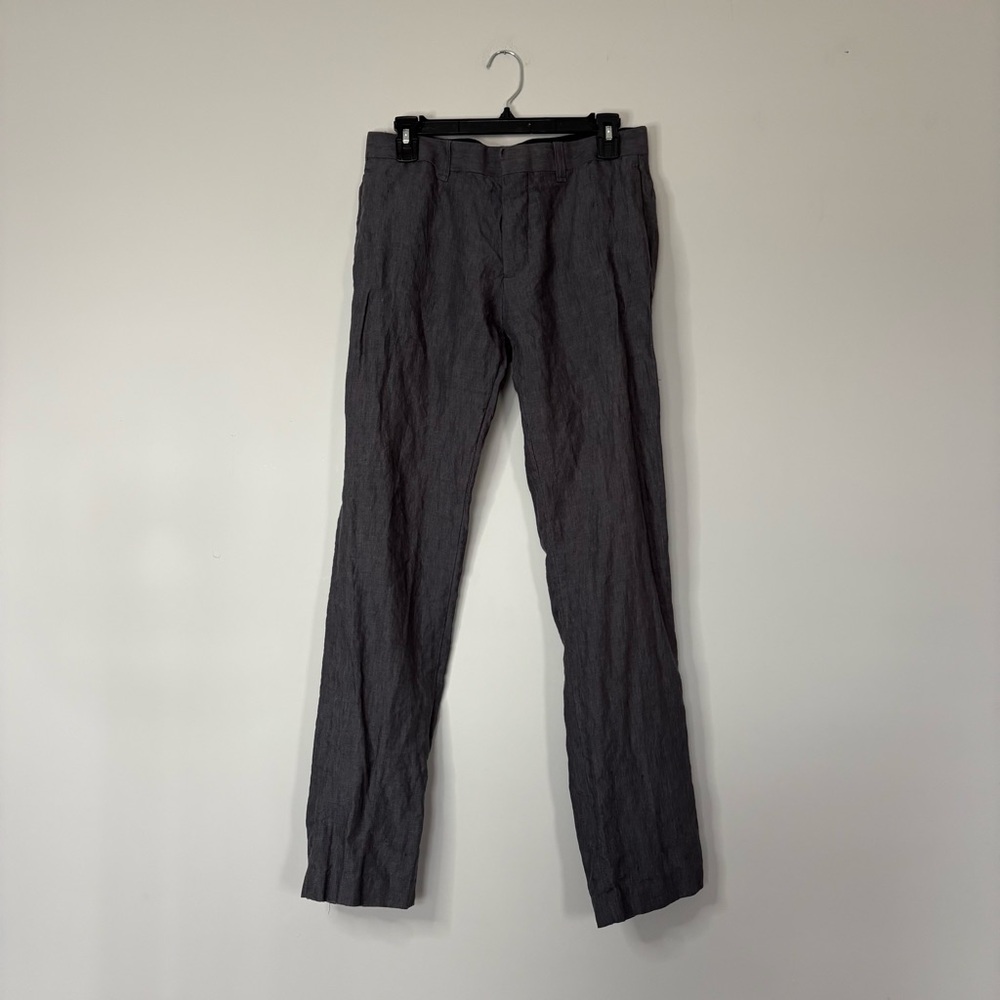 Mens H&M Dark Grey 100% Linen Dress Pants Euro Summer, Wedding Guest, Casual